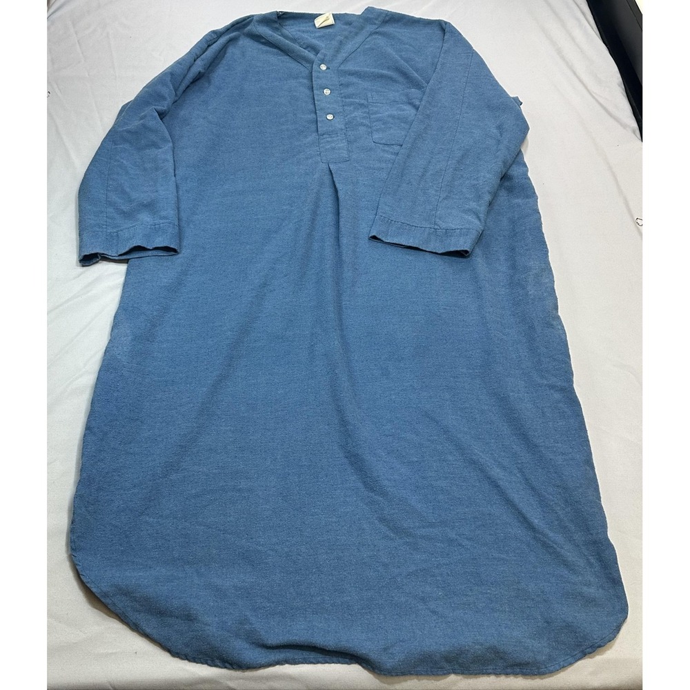 Vintage Sears Sleepshirt Mens Fits 3XLT/4XLT Blue Flannel Cotton Blend Henley